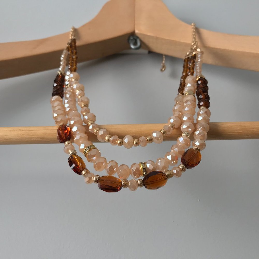 Inca Gold Necklace + Earring Set | Amber Beaded Jewelry Statement | C Est 1946